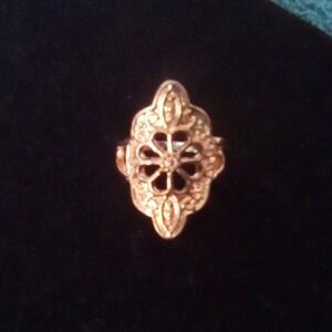 Vintage Filigree Flower Statement Piece Rose Gold Tone Ornate Floral Design